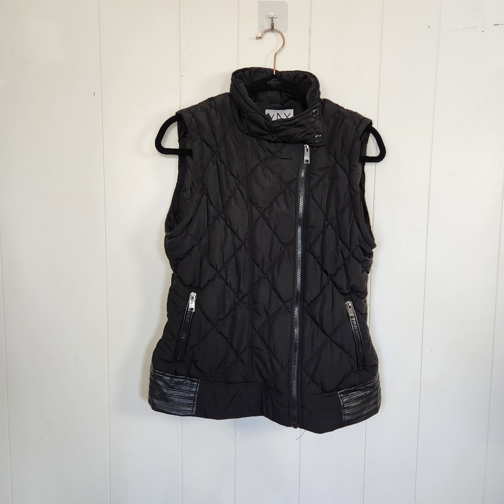 Marc New York Zip Up Moto Winter Jacket Vest Short Puffer Minimalist Coat Black - Picture 11 of 14